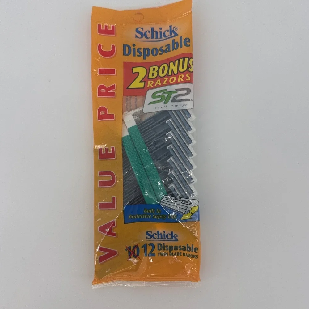 Schick ST2 Slim Twin Disposable Razors 12 Count Blue Twin Blade Discontinued